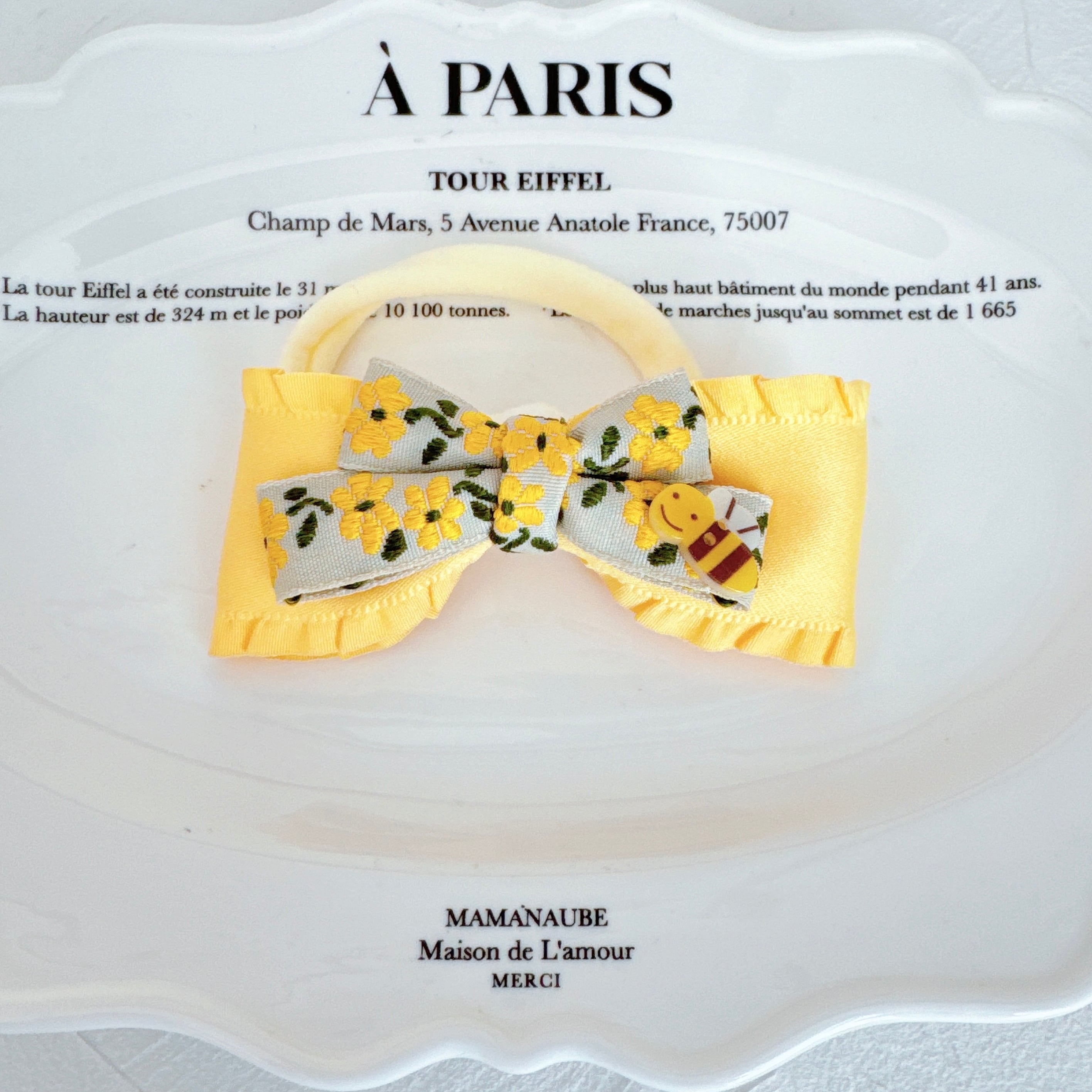 ミモザイエローリボンヘアバンド（後ろ支え付き）