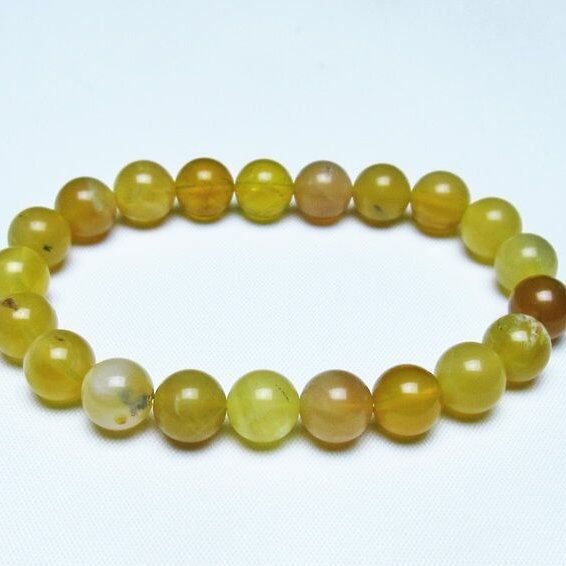 オパール ブレスレット 9mm イエローオパール コモンオパール 一点物 メール便可 [M便 1/10] 111-48721