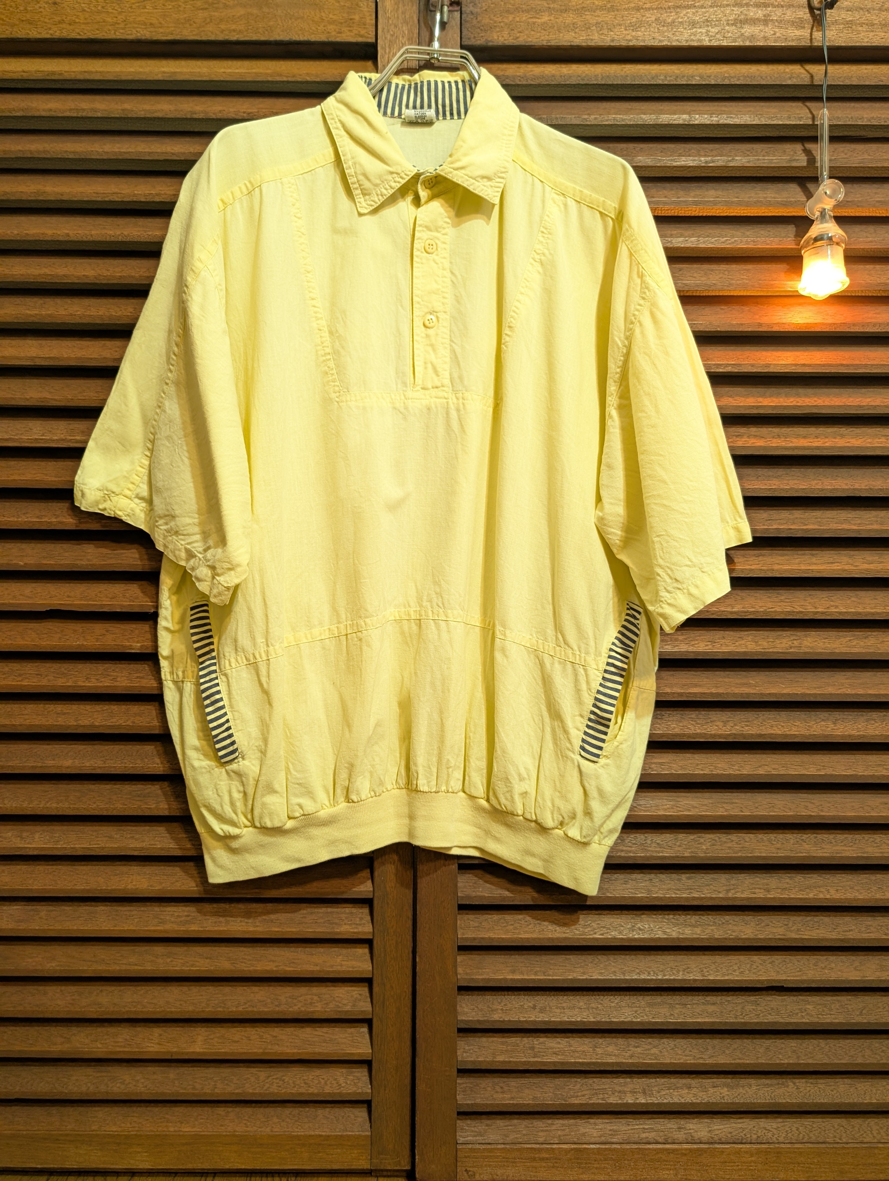 80s German yacht Light Yellow Border Cotton Pullover