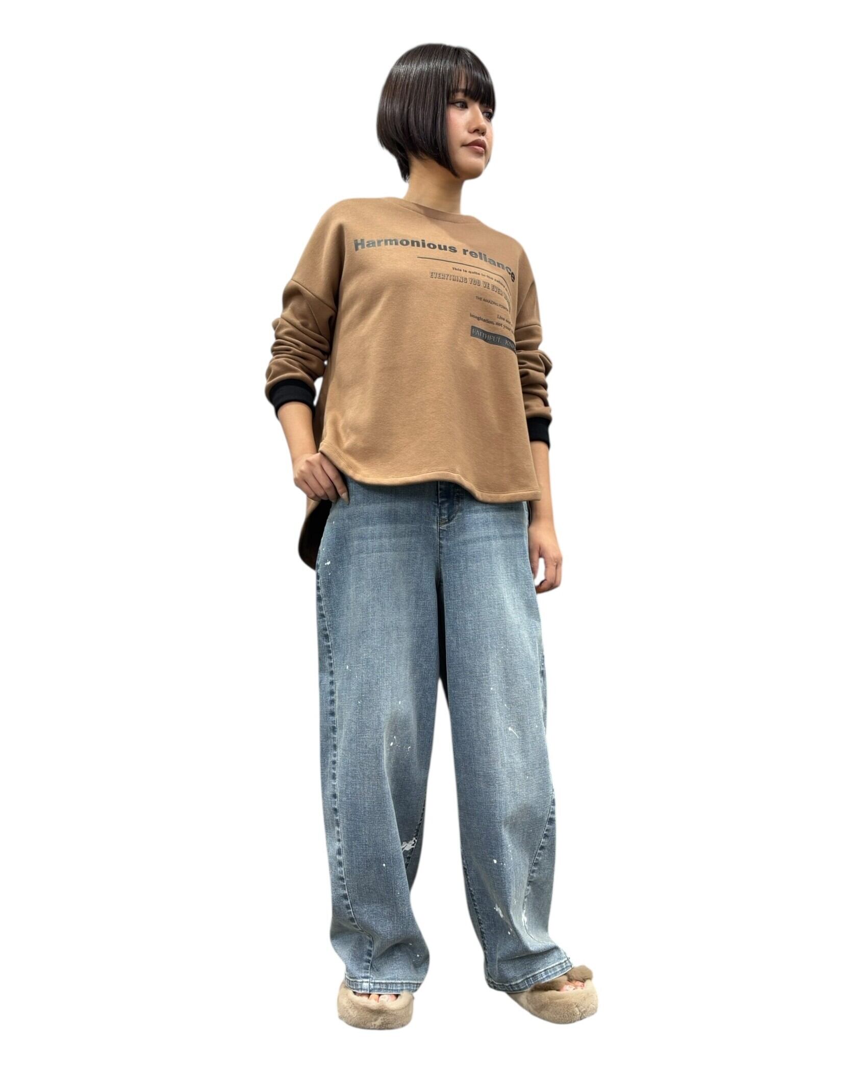 SALE【ayane】ボンバーロゴプリントプルオーバー 896106 アヤン | red