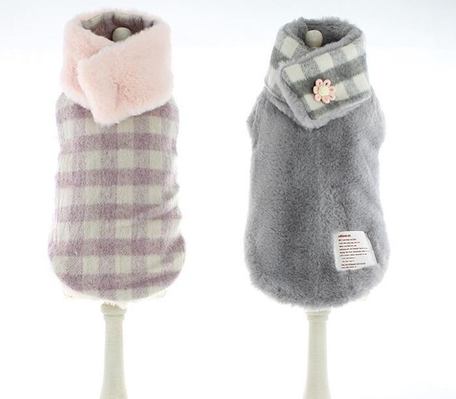 ドッグウェア マフラー付リバーシブルセットアップ ピンク 犬服