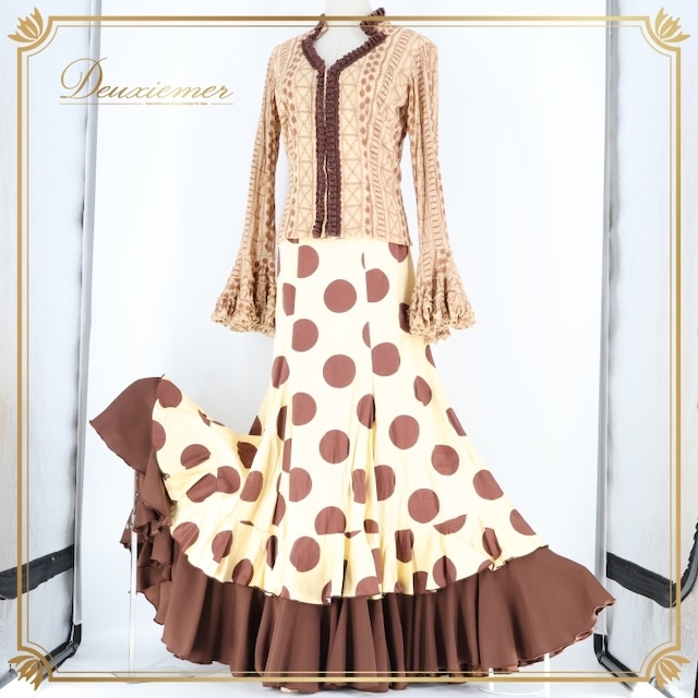 フラメンコ 衣装 ソニアジョーンズ SONIA JOHNES トップス ブラウス ファルダ スカート ツーピース セットアップ 水玉 ドット フリル 刺繍 イエローベージュ ベージュ系 ブラウン系 フラメンコ衣装 おしゃれ 可愛い おすすめ パーティ 大人 舞台衣装 ステージ衣装 長袖 フラメンコ 衣装 ソニアジョーンズ SONIA JOHNES トップス ブラウス ファルダ スカート ツーピース セットアップ 水玉 ドット フリル 刺繍 イエローベージュ ベージュ系 ブラウン系 フラメンコ衣装 おしゃれ 可愛い おすすめ パーティ 大人 舞台衣装 ステージ衣装 長袖