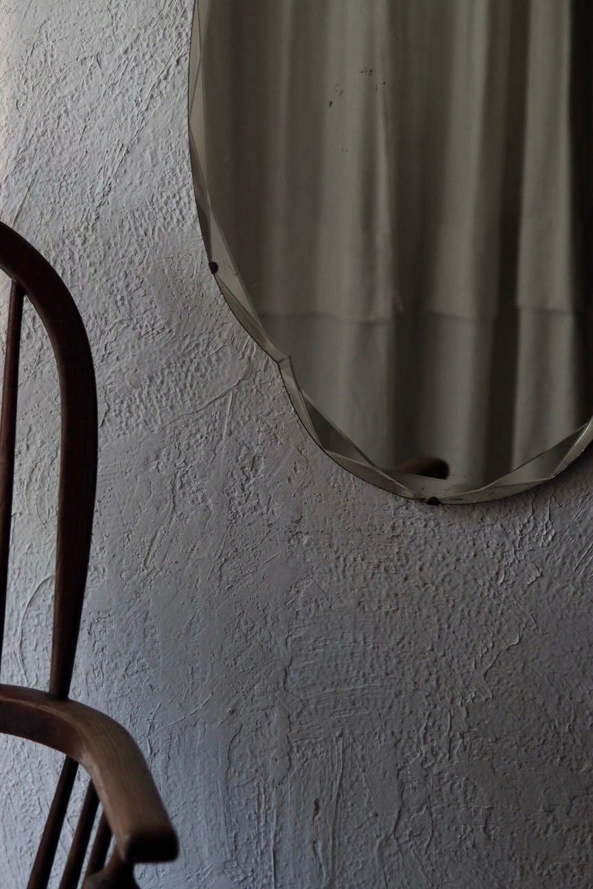 カットガラスオーバルミラー-antique oval mirror | アンティーク