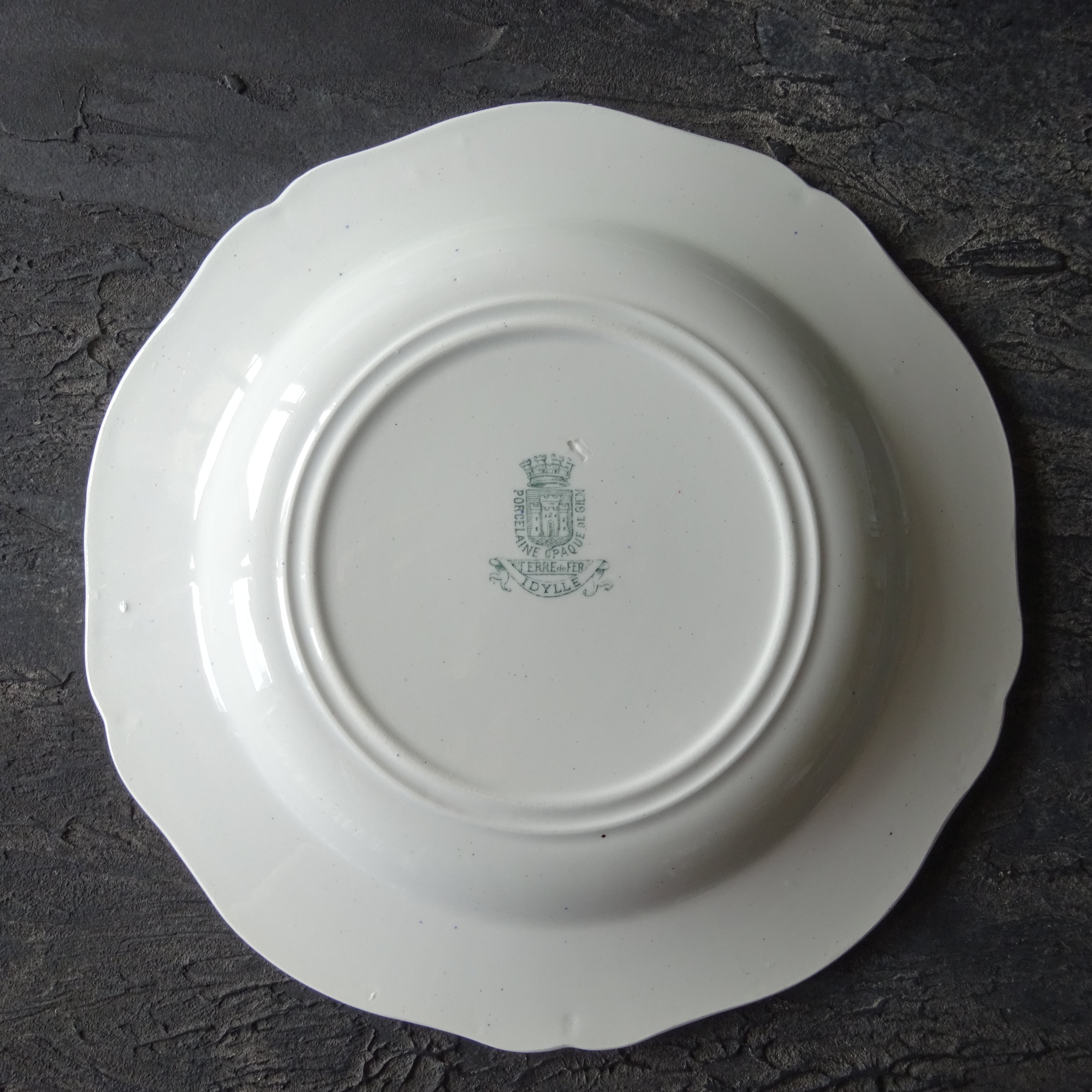 ☆TERRE de FER PORCELAINE OPAQUE DE GIEN modèle 《IDYLLE》 assiette demi creuse (B)