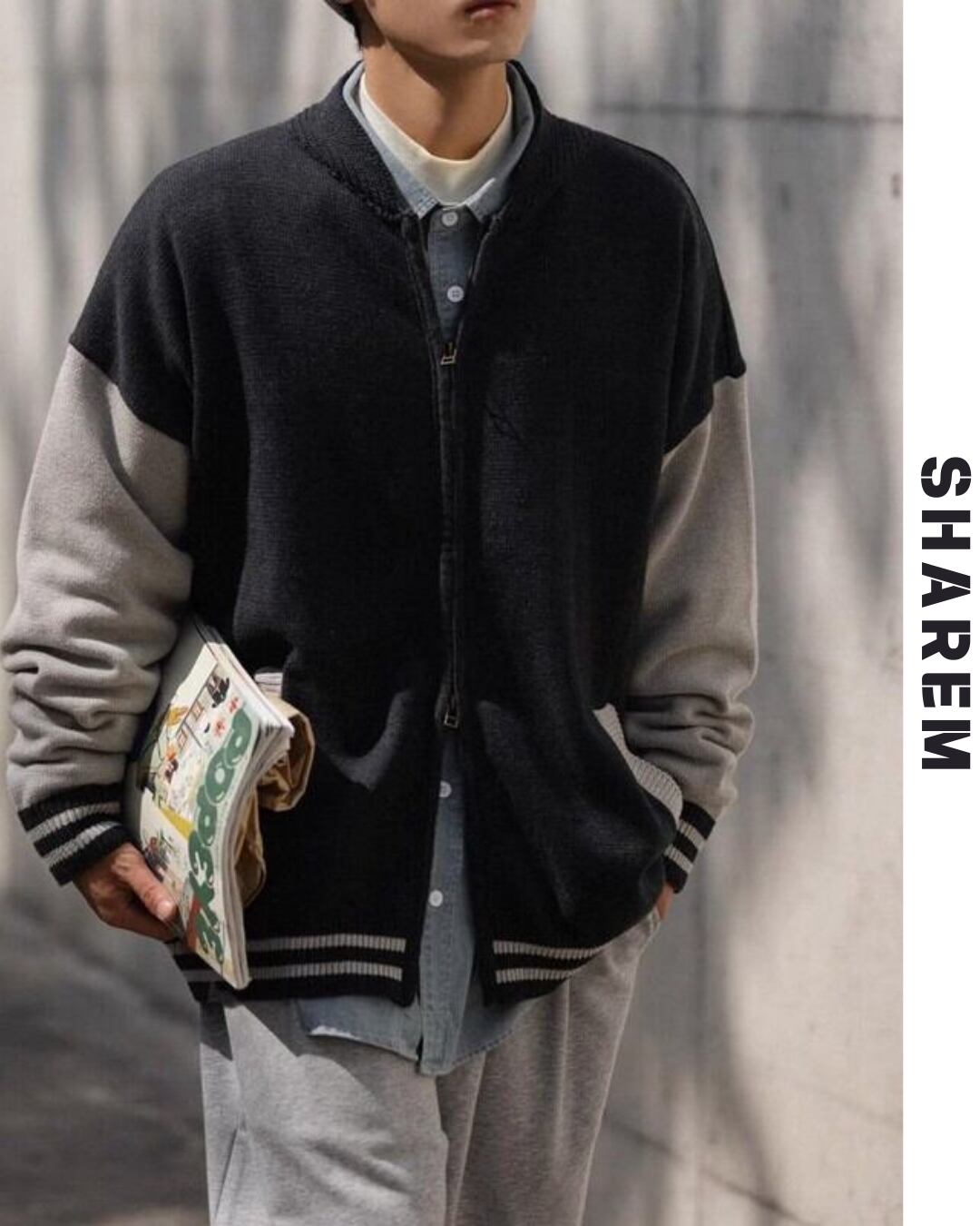 retro knit baseball jacket B0112
