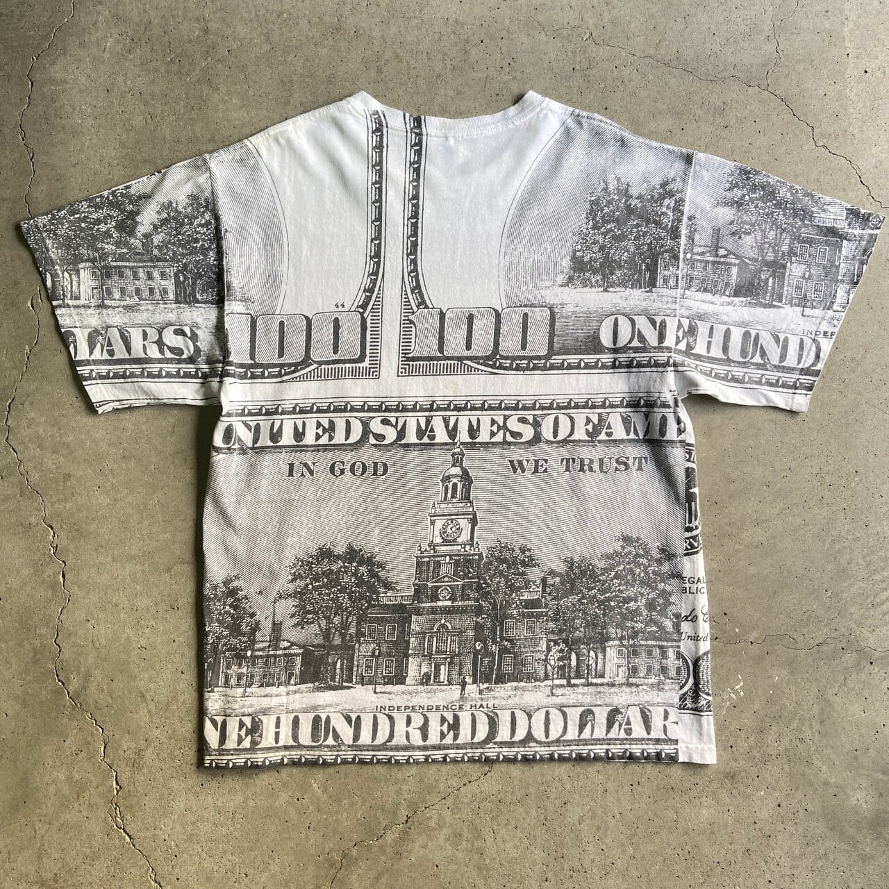 90S USA製 ヴィンテージ 100ドル紙幣 総柄 オーバーサイズ Tシャツ