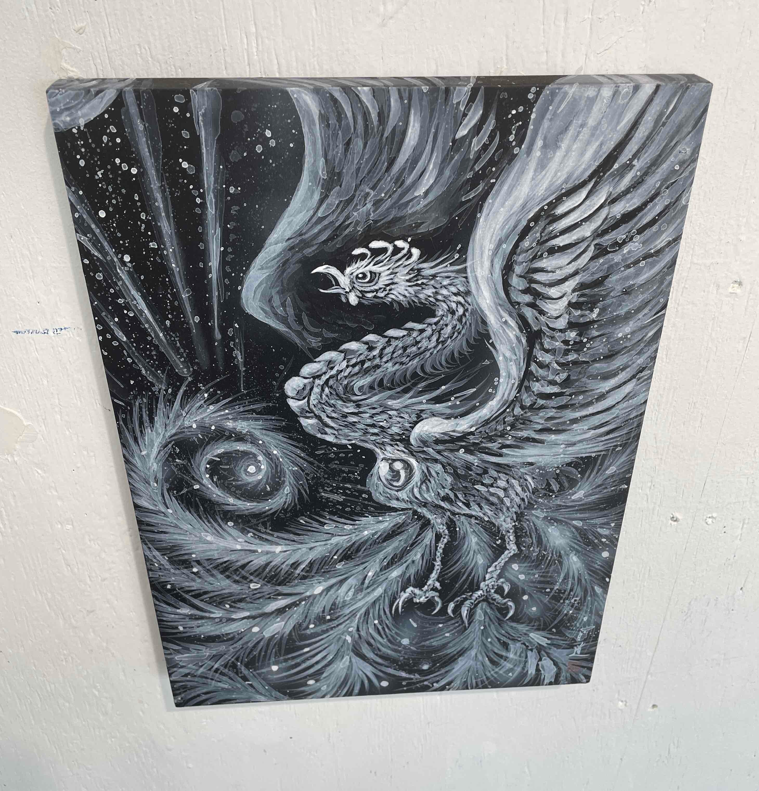 現代水墨画家 絵師白道 MINI「玄武」五神獣 ・直筆作品 龍 蛇 亀