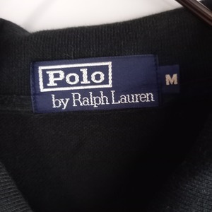ポロバイラルフローレン　長袖ポロシャツ　刺繍ロゴ　シェルボタン　ブラック　M