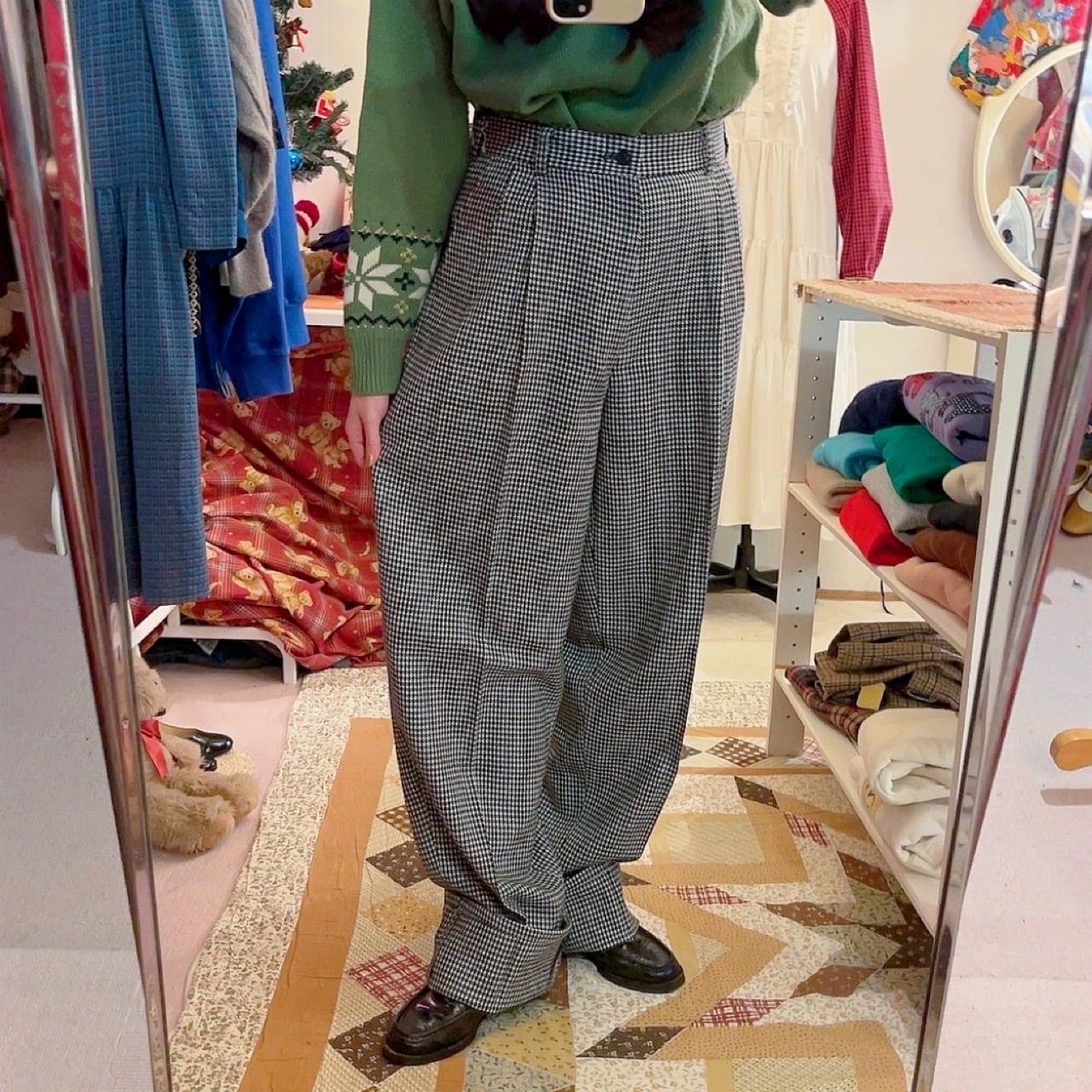 houndstooth center press pants