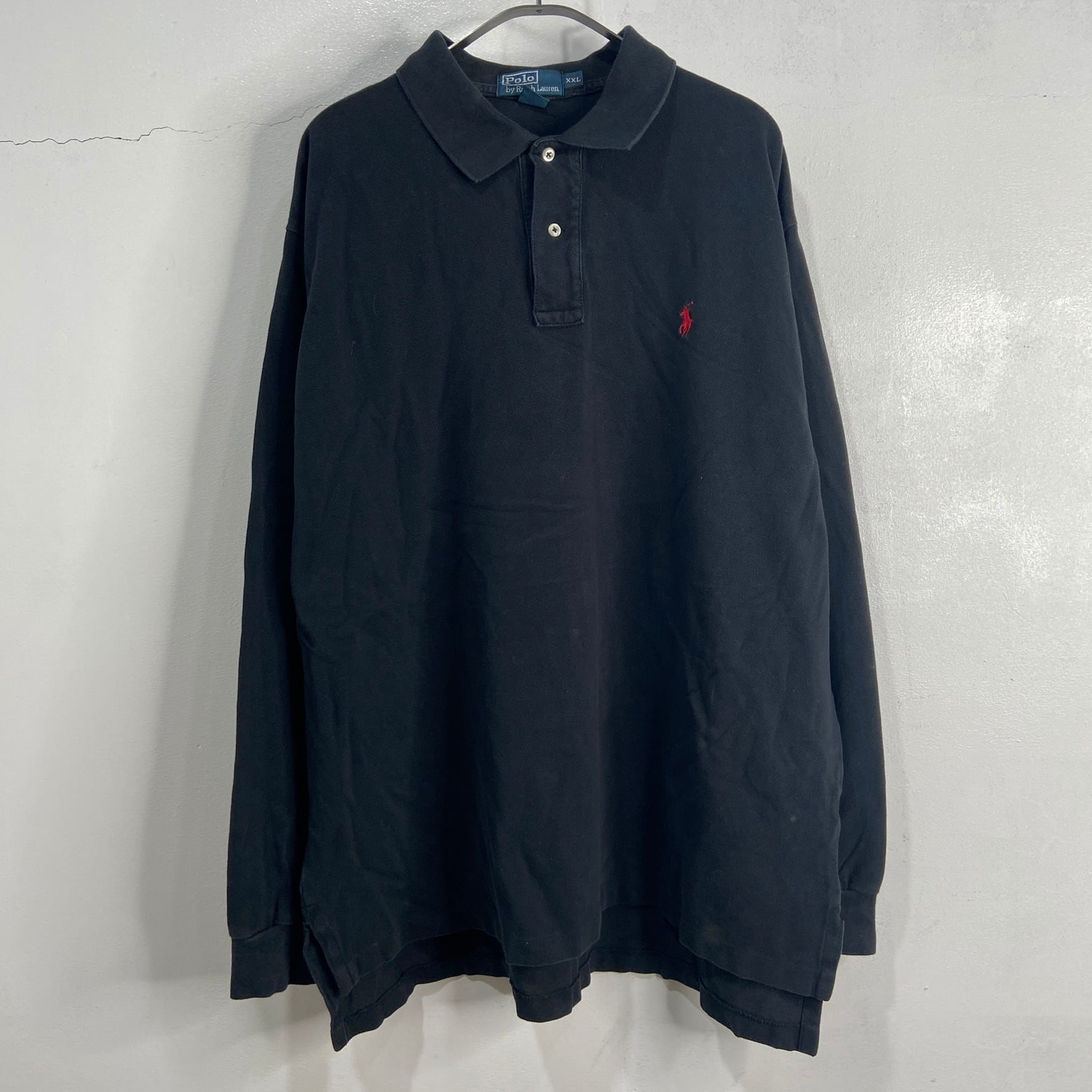送料無料』Ralph Lauren 長袖ワンポイントポロシャツ XXL 黒 ビッグ