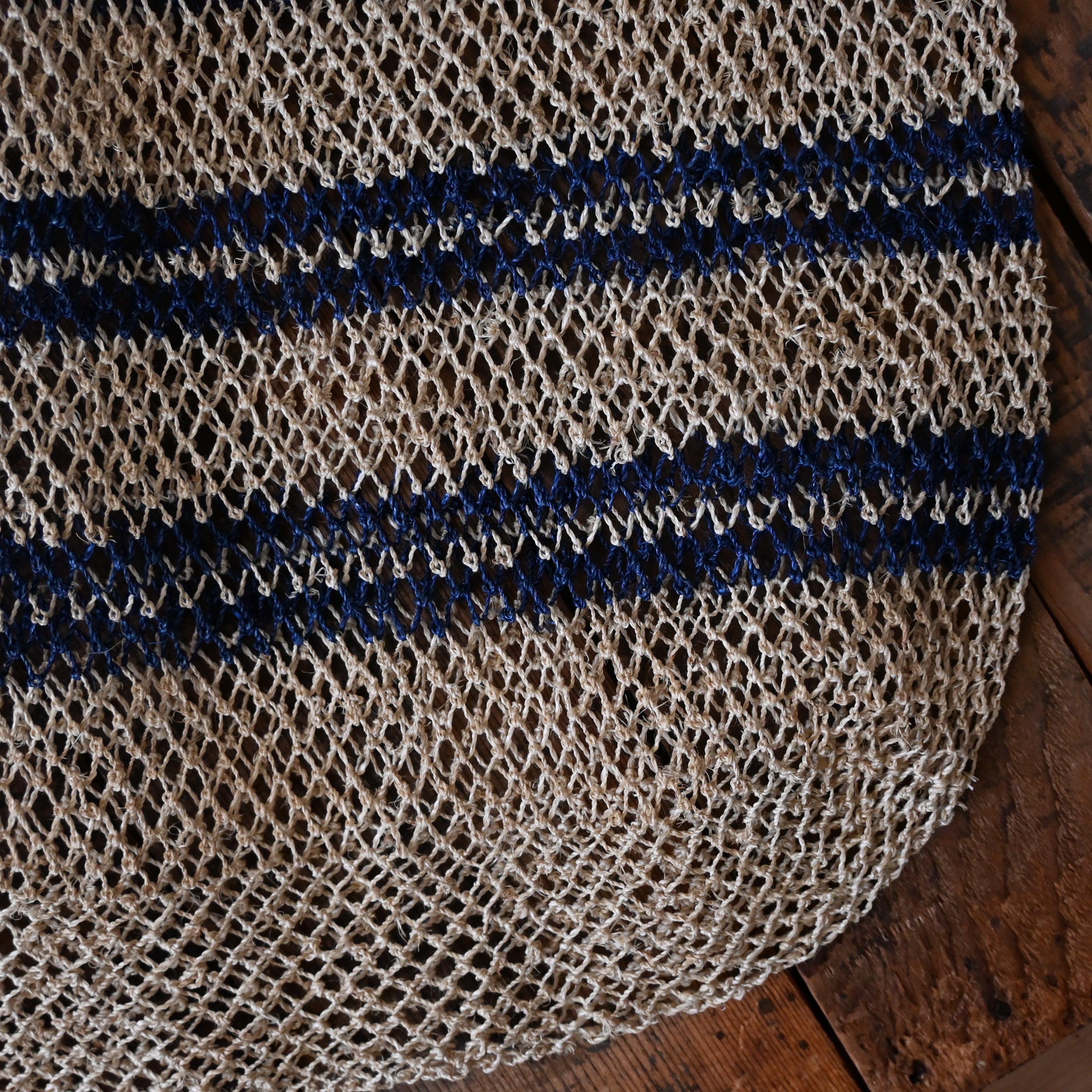 ラオス 葛の手編みバッグ- double line blue - | Pan puri yêe