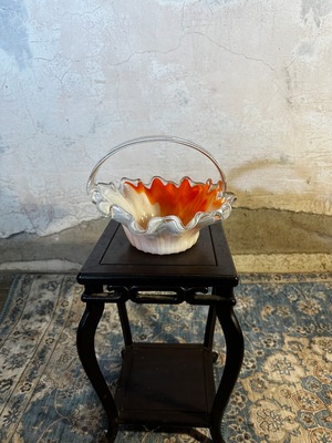 Murano-Style Glass Basket, Italy 1960s