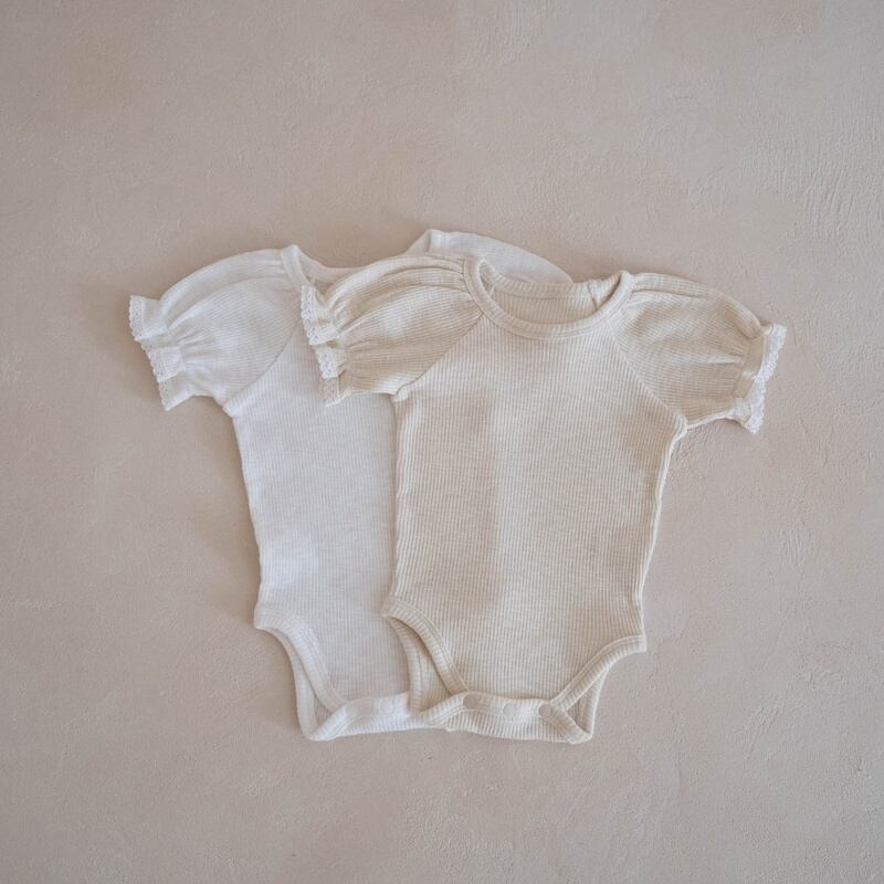 【BABY】夏新作 ナチュラルパフスリーブロンパース