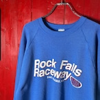 90s USA製 Fruit of the loom ラグランスウェット ドラッグレース NHRA 青