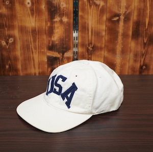 90s USA製 Polo Ralph Lauren キャップ XL/帽子 ラルフローレン 白 星条旗