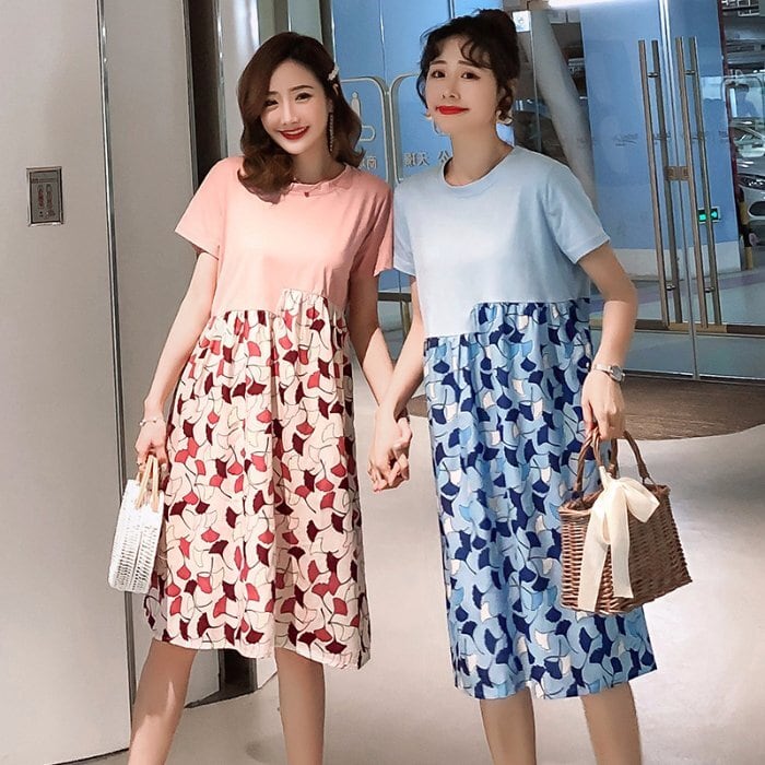 【新作】【送料無料】 2019夏コットンブラウス妊婦半袖シフォンステッチ花柄妊婦ドレスベルトスウィート 大人ガーリー キュート カジュアル サマー 夏物 ハーネス AL expec324530409952