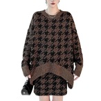 Houndstooth knit two-piece set (ME135)
