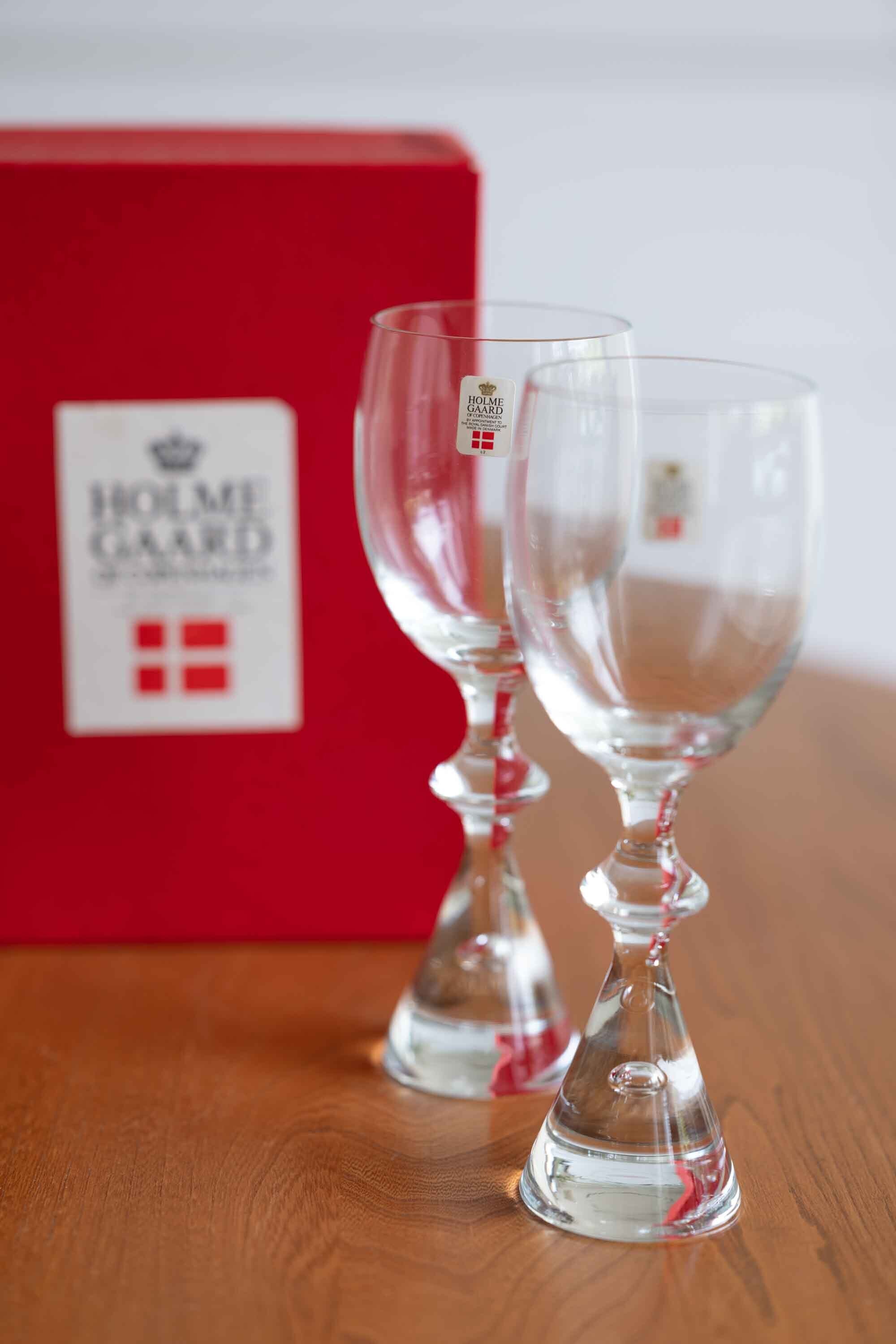 ホルムガード(Holmegaard )赤ワイングラス 箱入り ビンテージ品 雫があるタイプ 2点セット