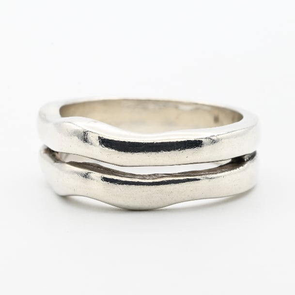 Rounded Double Wavy Style Ring #19.5 / Denmark