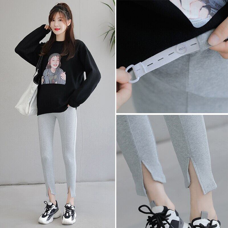 【新作】【送料無料】 0211＃マタニティパンツ春秋ファッションコットン調節可能な伸縮性ウエストベリーサポートパンツマタニティレギンス エラスティック スプリング 春物 オータム 秋物 アジャスタブル AL expec377227412674