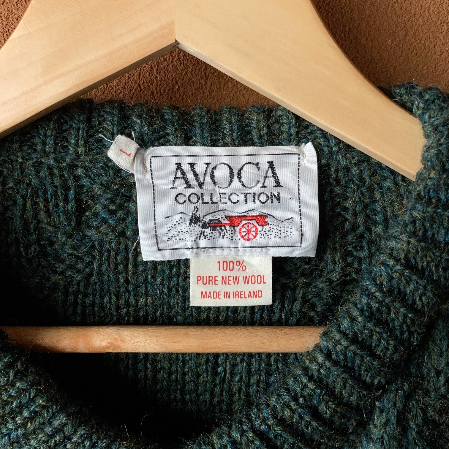 AVOCA COLLECTION アランニットカーディガン アイルランド製 ダークグリーン SIZE L【1119A07】