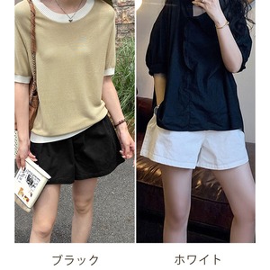 ショートパンツ レディース 春 夏 部屋着 韓国 スポーツ きれいめ おしゃれ 大人 カジュアル 白 黒 ホワイト ブラック ゆったり ウエストゴム 大人可愛い 大人女子