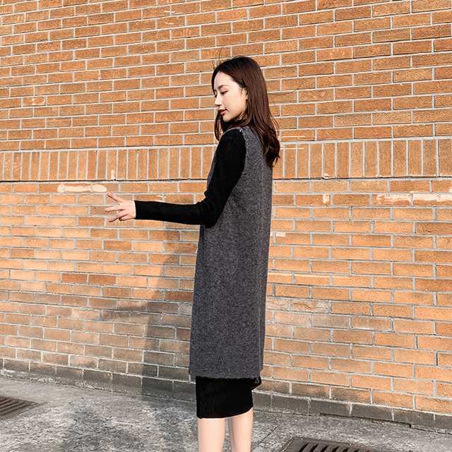 入荷待ち》大きいサイズ ニット ワンピース レイヤード レディース