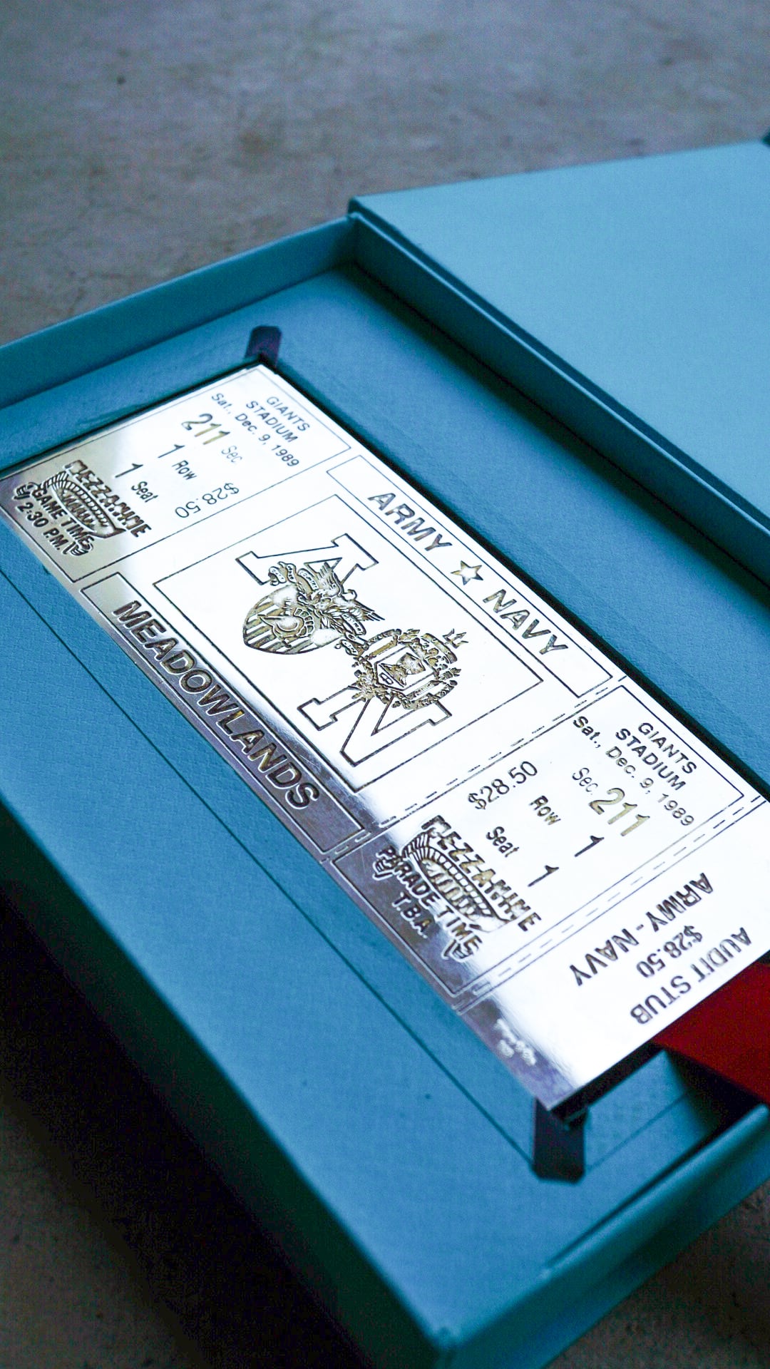 【SPECIAL / 1989】TIFFANY&Co. ティファニー U.S. Military Academy vs U.S. Naval Academy カレッジ フットボール チケット 《シルバー925 米軍 アメリカ軍 USMA USNA ミリタリー ヴィンテージ》