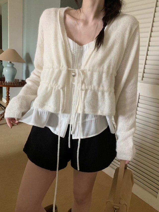 (予約) mellounge  / Alpha string cardigan 3color