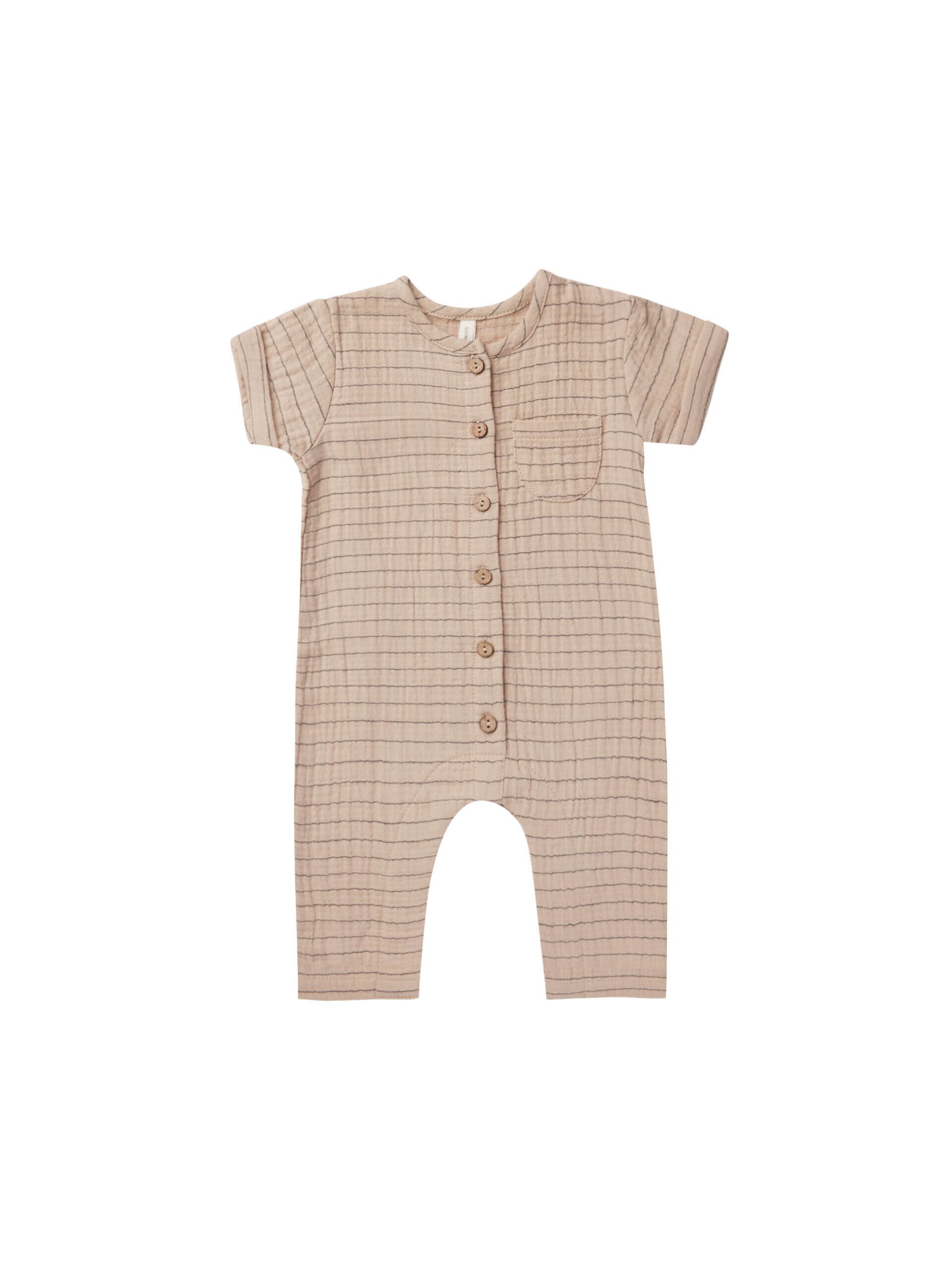 Quincy Mae(クインシーメイ) / 23ss CHARLIE JUMPSUIT / PINSTRIPE / 6-12M・12-18M・18-24M