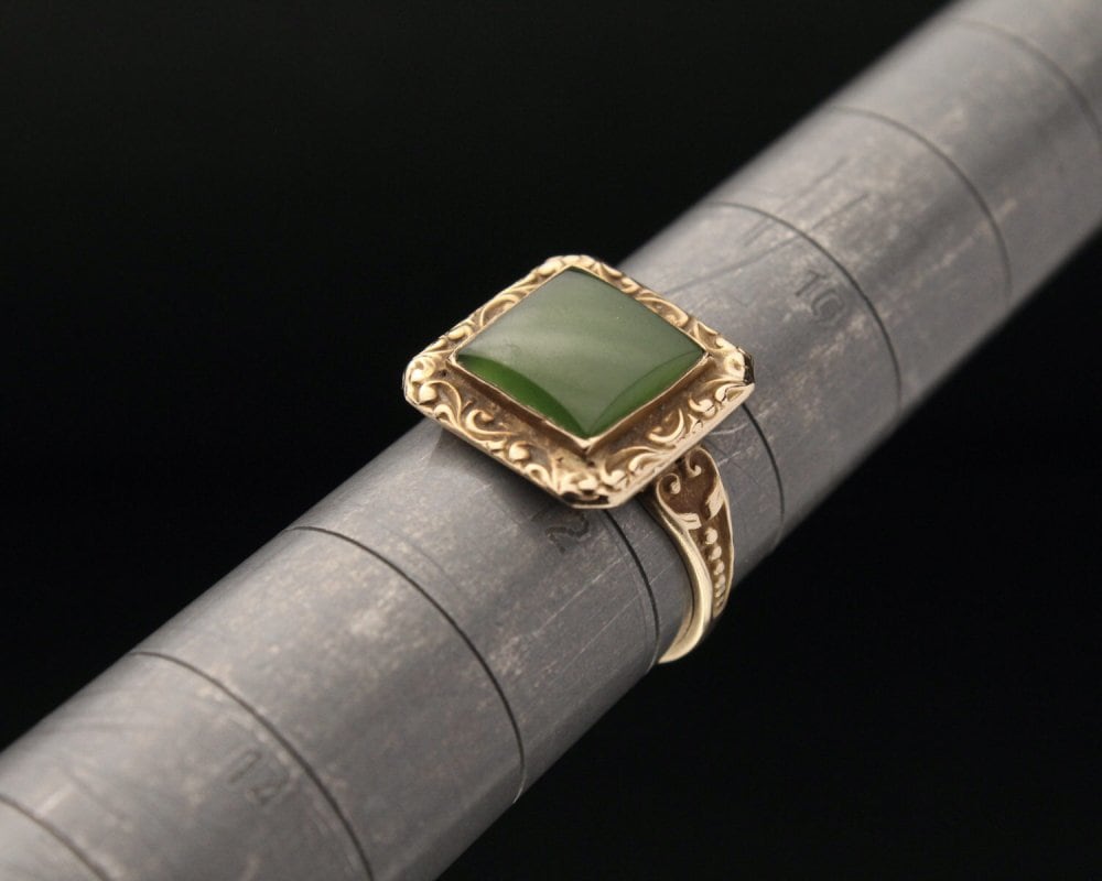 Artisan 925 Sterling Silver Cocktail Ring Carved Jade Gemstone Vintage  Diamond 18k Gold in Green | Lyst