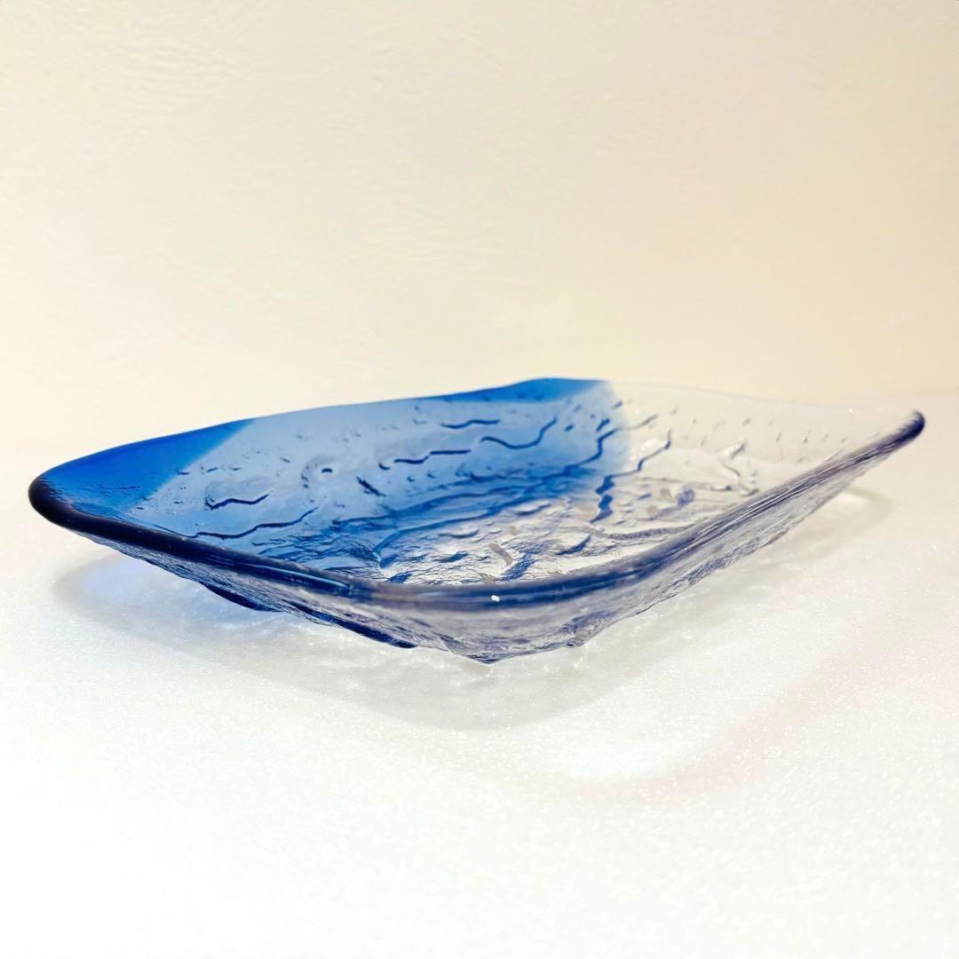 硝子 長角皿 水流 ブルー ( USED ) 】 | 和食器 えとふく