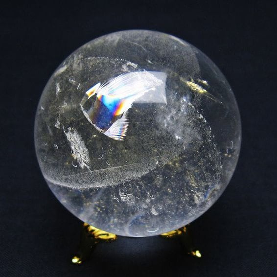 水晶 スフィア 丸玉 虹入り 51mm 水晶玉 球体 玉 一点物 151-7909
