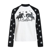 VINTAGE ストリート スタースリーブ ワッフルロングTシャツ T2245