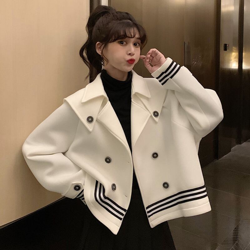 ダブルブレストブレザー ジャケット スプリングストライプルーズ 春物 萌量不足8763009399