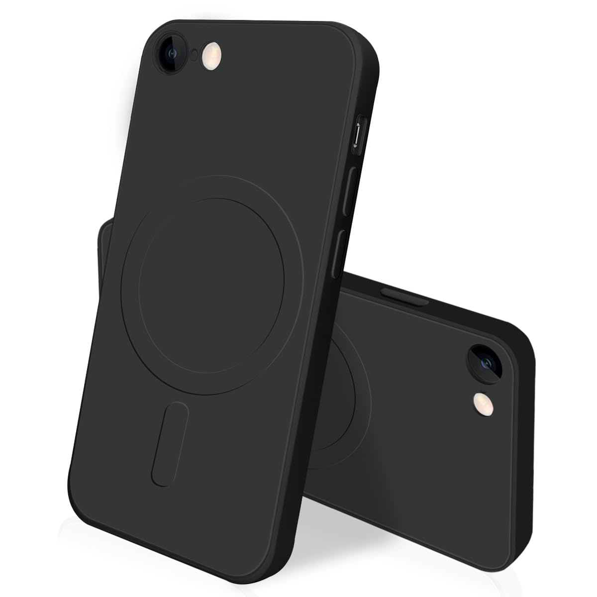 danliangqifei iPhone SE第3世代 SE第2世代 マグセーフ対応 シリコン 耐衝撃 薄型 人気 アイフォン SE2/SE3 カバー スマホケース 軽量 tpu レンズ保護 ストラップホール付き 傷つき防止 落下防止 黄変防止 4.7インチ(ブラック)