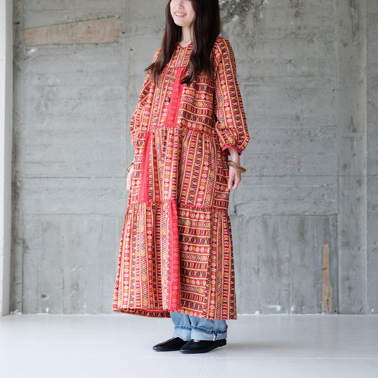 2025再販】甘くないティアード♡刺繍柄パッチワークワンピース （24w