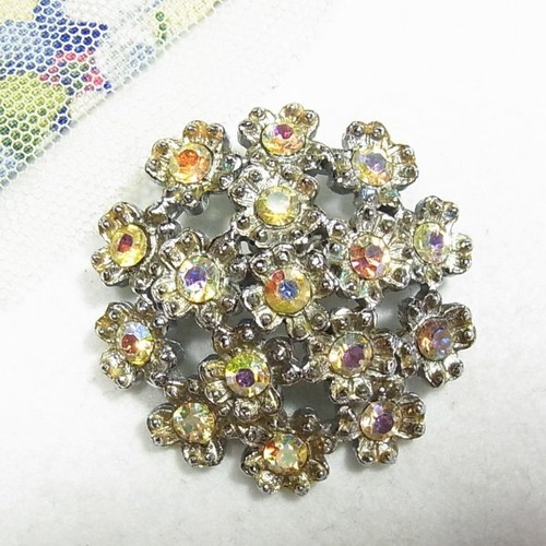 オーロラのラインストーンのブローチ　ヴィンテージアクセサリーのセール通販　11958B