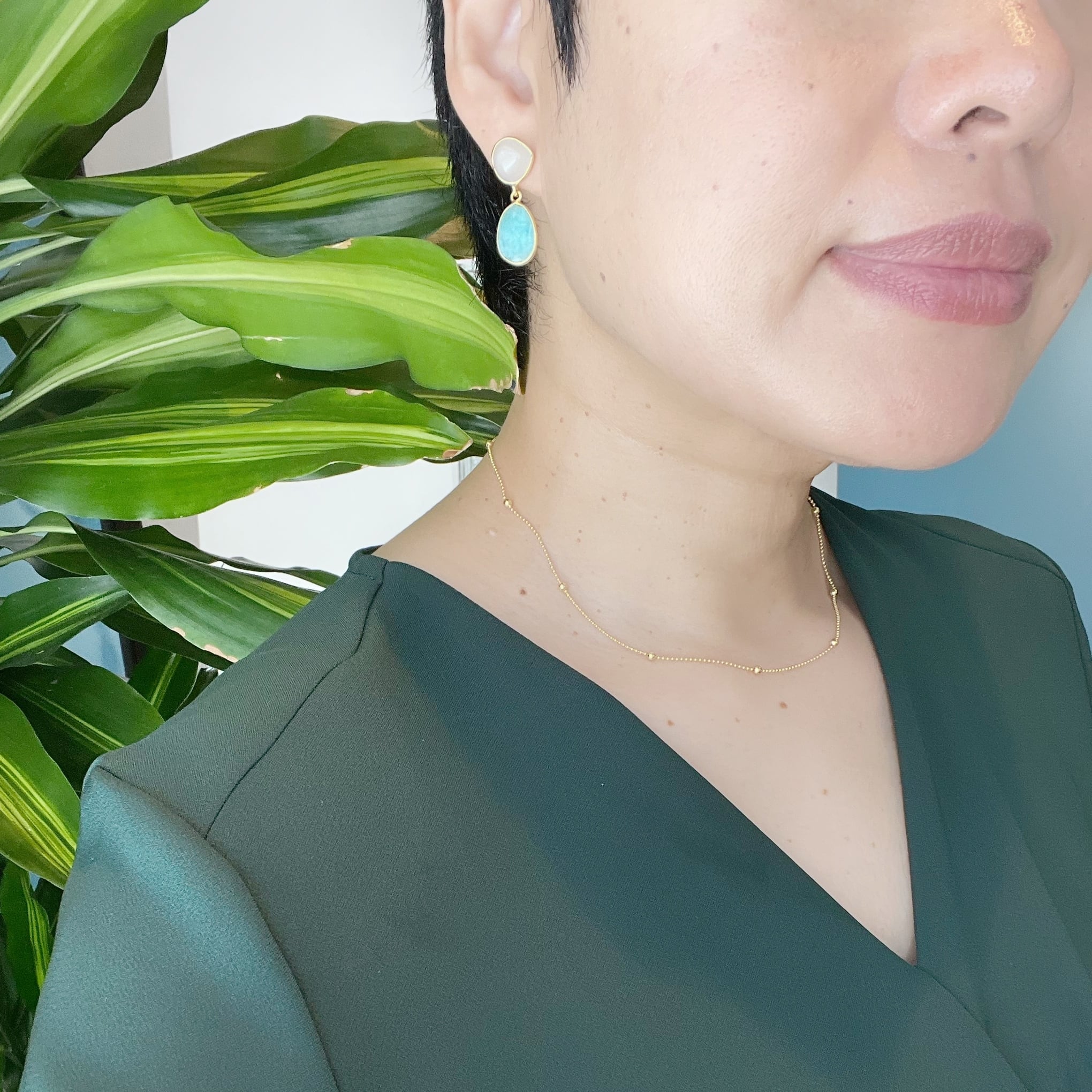 Gold Coating 2 ストーンピアス ムーンストーン＆アマゾナイト