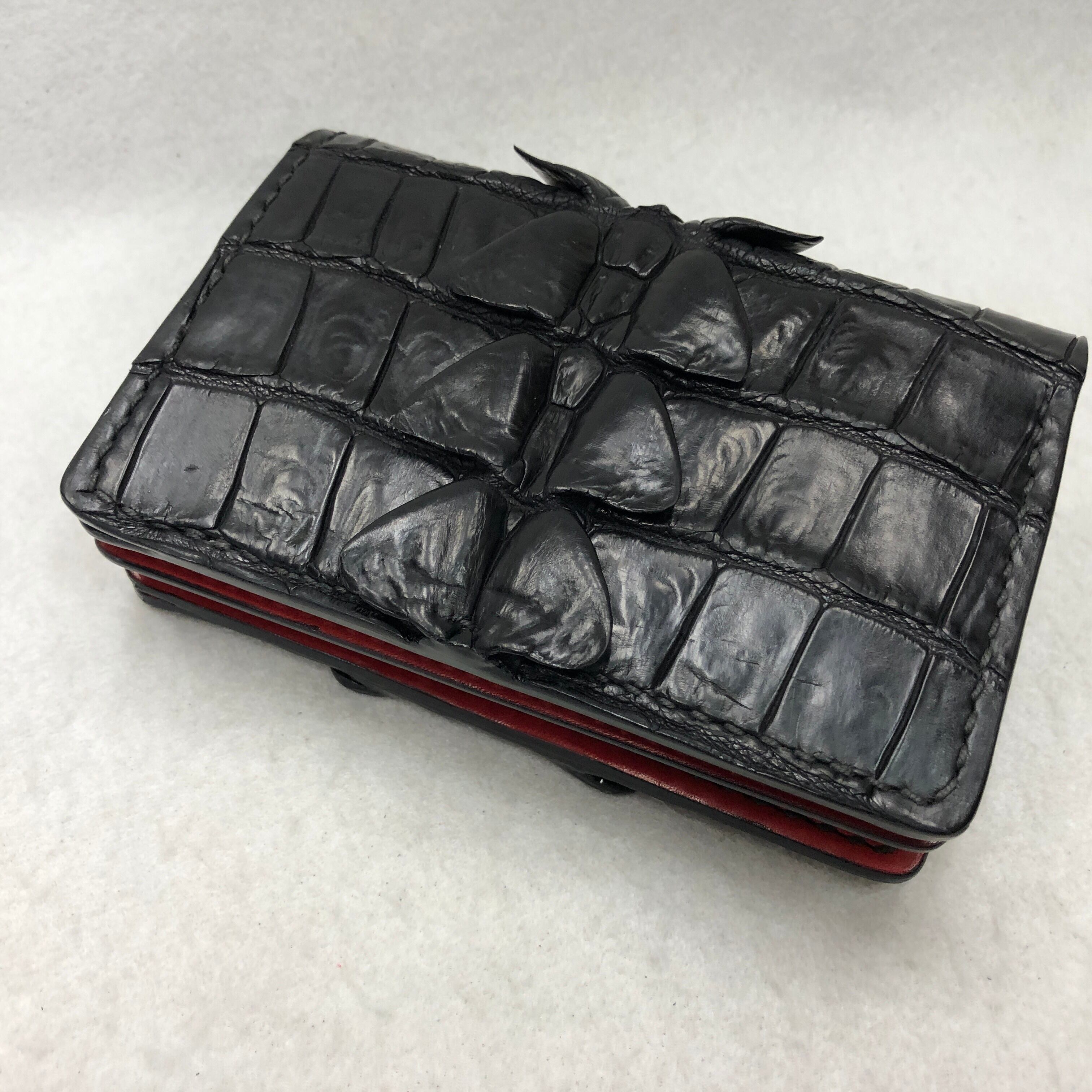 リザード ブラック（リングマークトカゲ） 折り財布ミドルサイズ