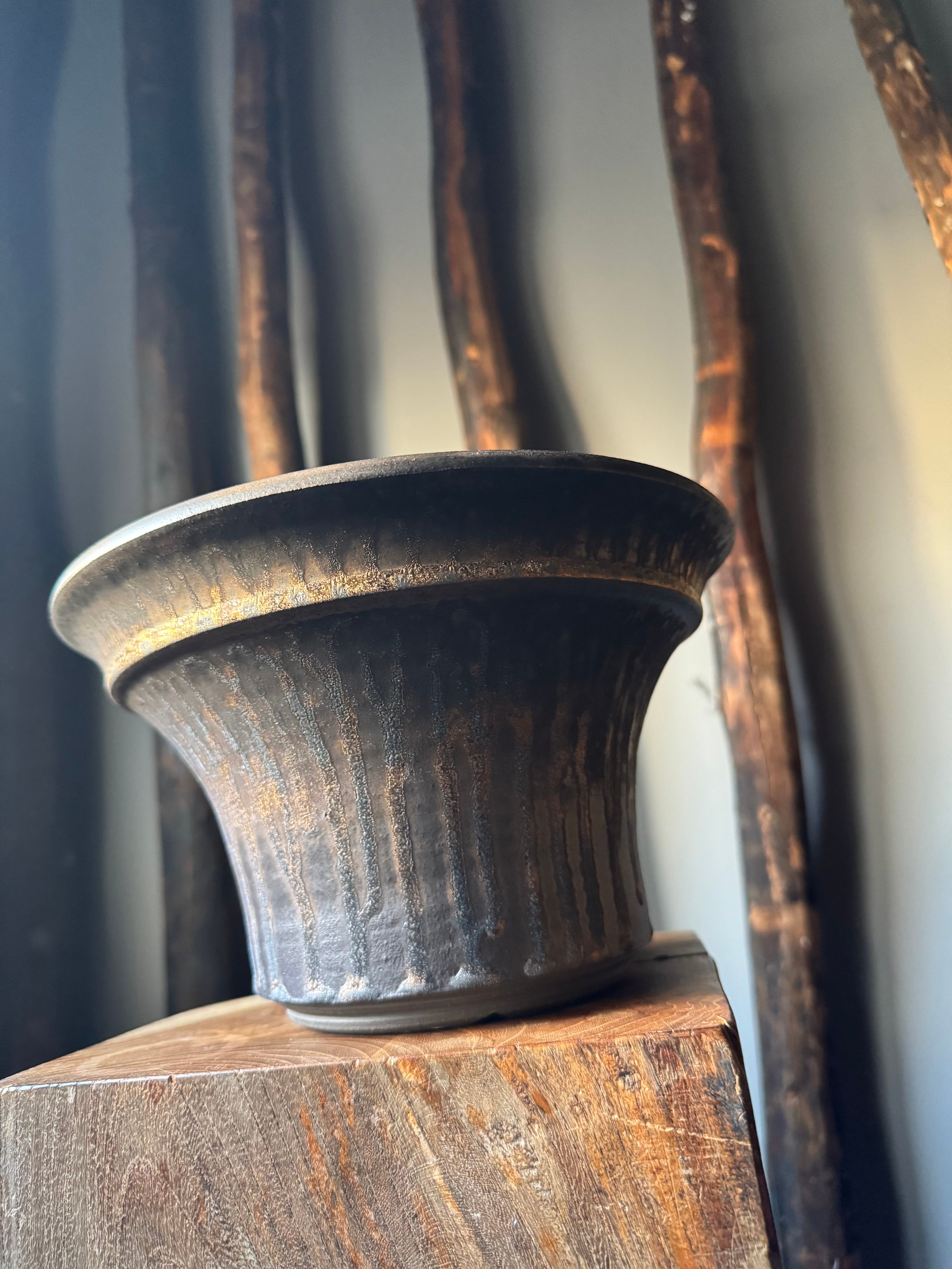 【極上の大鉢】deracinefactory 閑野淳氏【最高の陶器鉢・高さ15cm 横幅23cm】