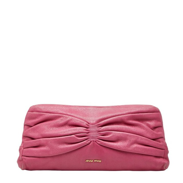 ミュウミュウ クラッチバッグ ピンク レザー レディース MIUMIU 【中古】