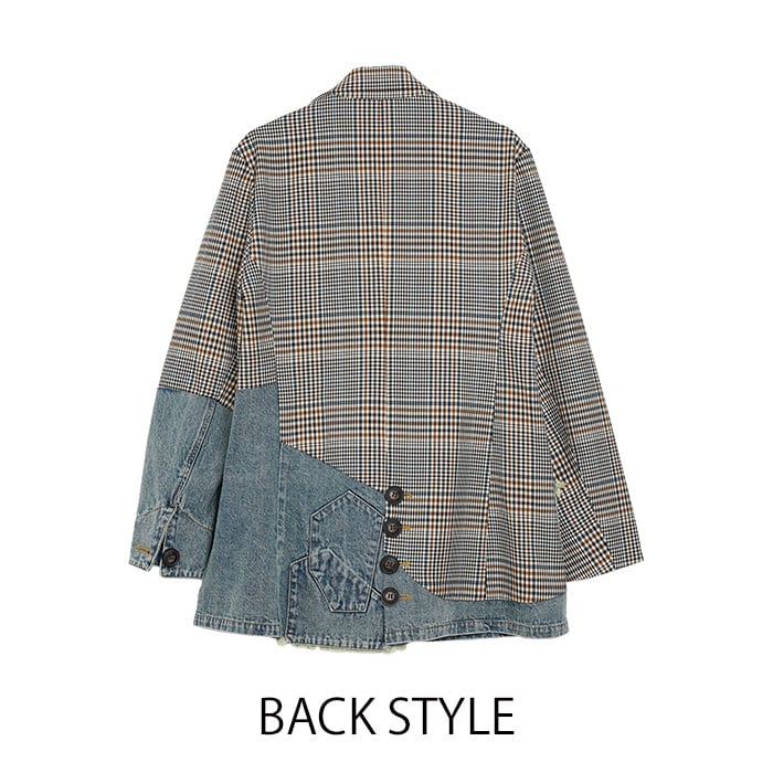 denimドッキングcheckテーラードjacket MRB 107 JAC micalle micalle
