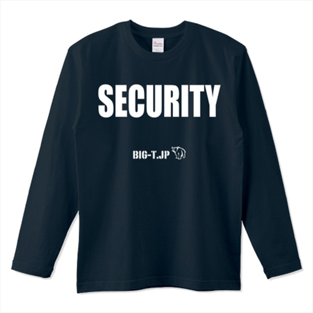 新作！SECURITY TシャツREAL TYPE コットンロングスリーブ 白プリント：ブラック