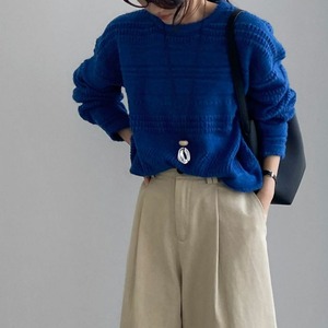 openwork crew neck knit　J00207