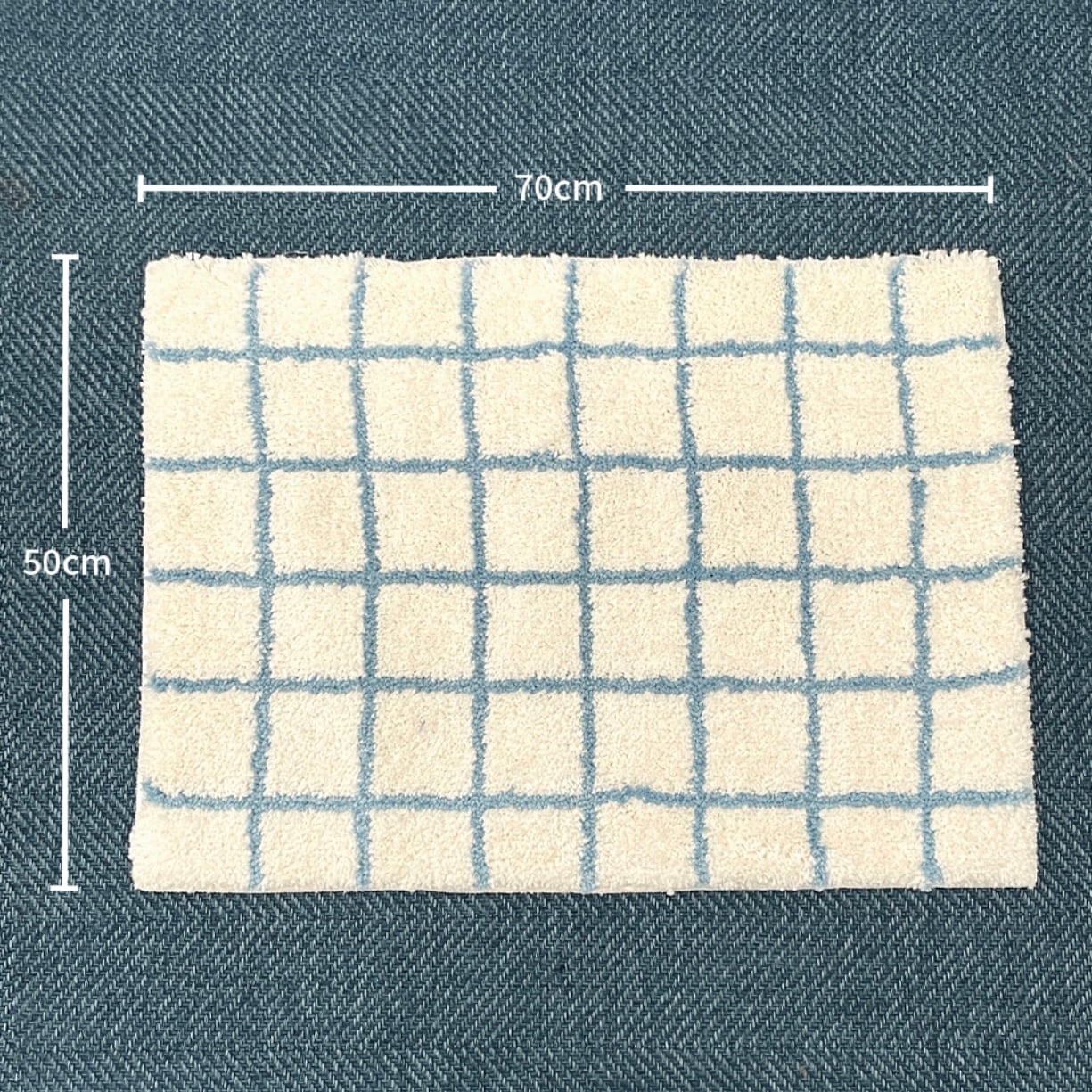 french check rug 50*70 / フレンチ チェック ラグ フットマット ミニ