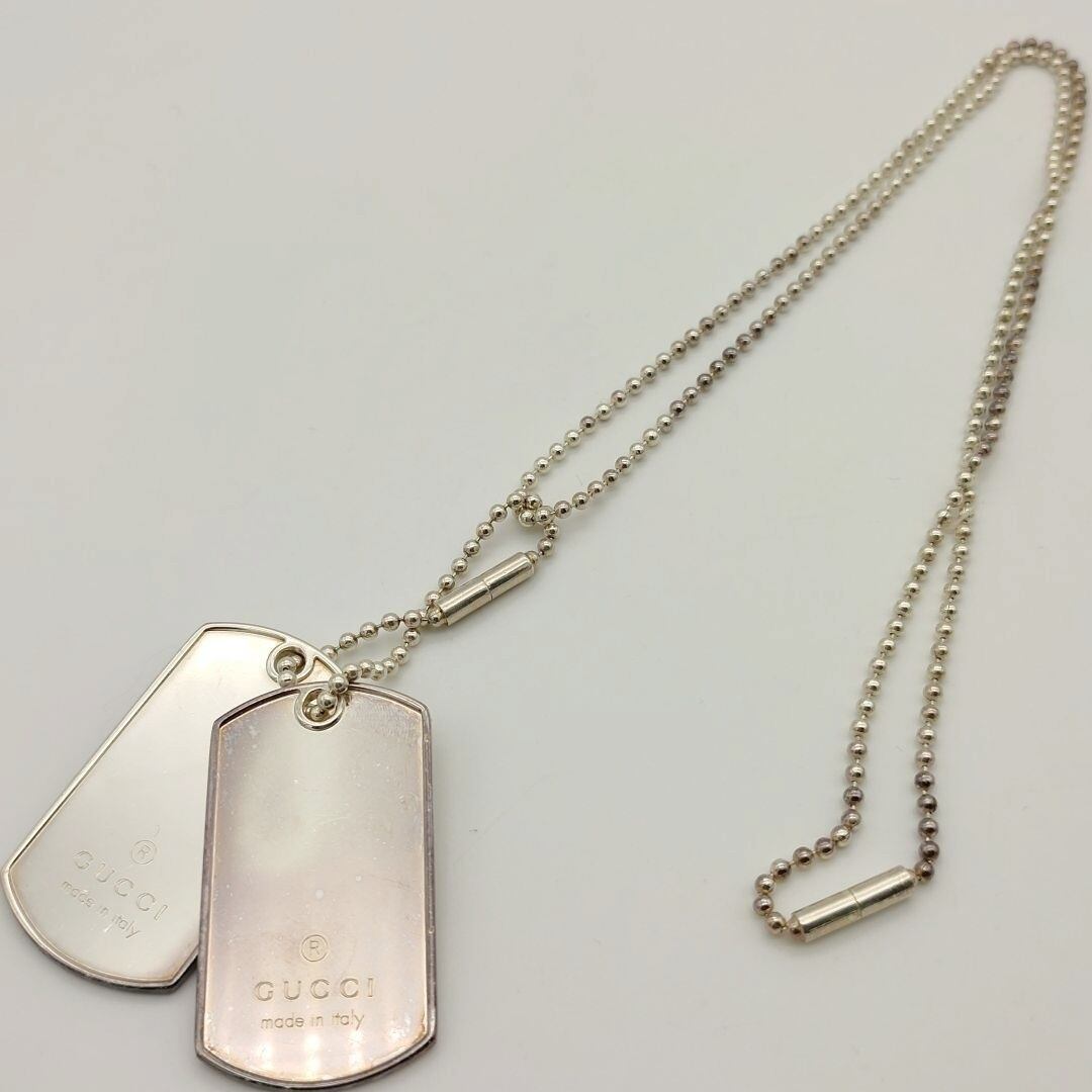 GUCCI グッチ ネックレス ドッグタグ 2連 ボールチェーン ヴィンテージ