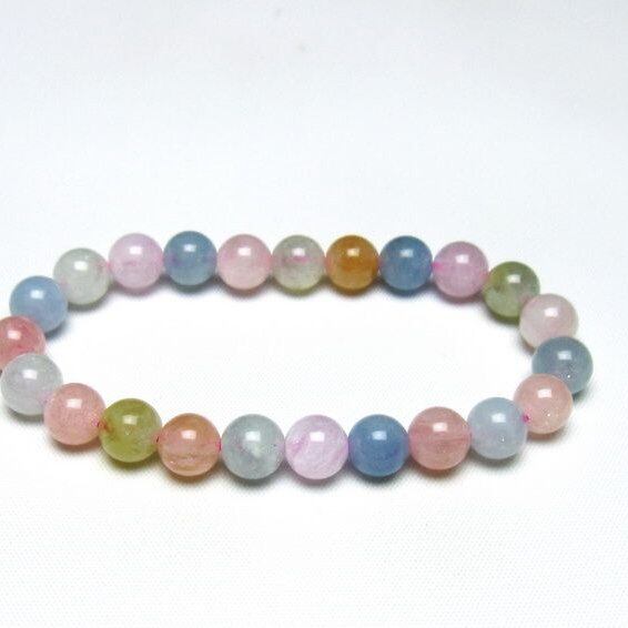ミックスカラーベリル ブレスレット 8mm 一点物 メール便可 [M便 1/10] 111-48771