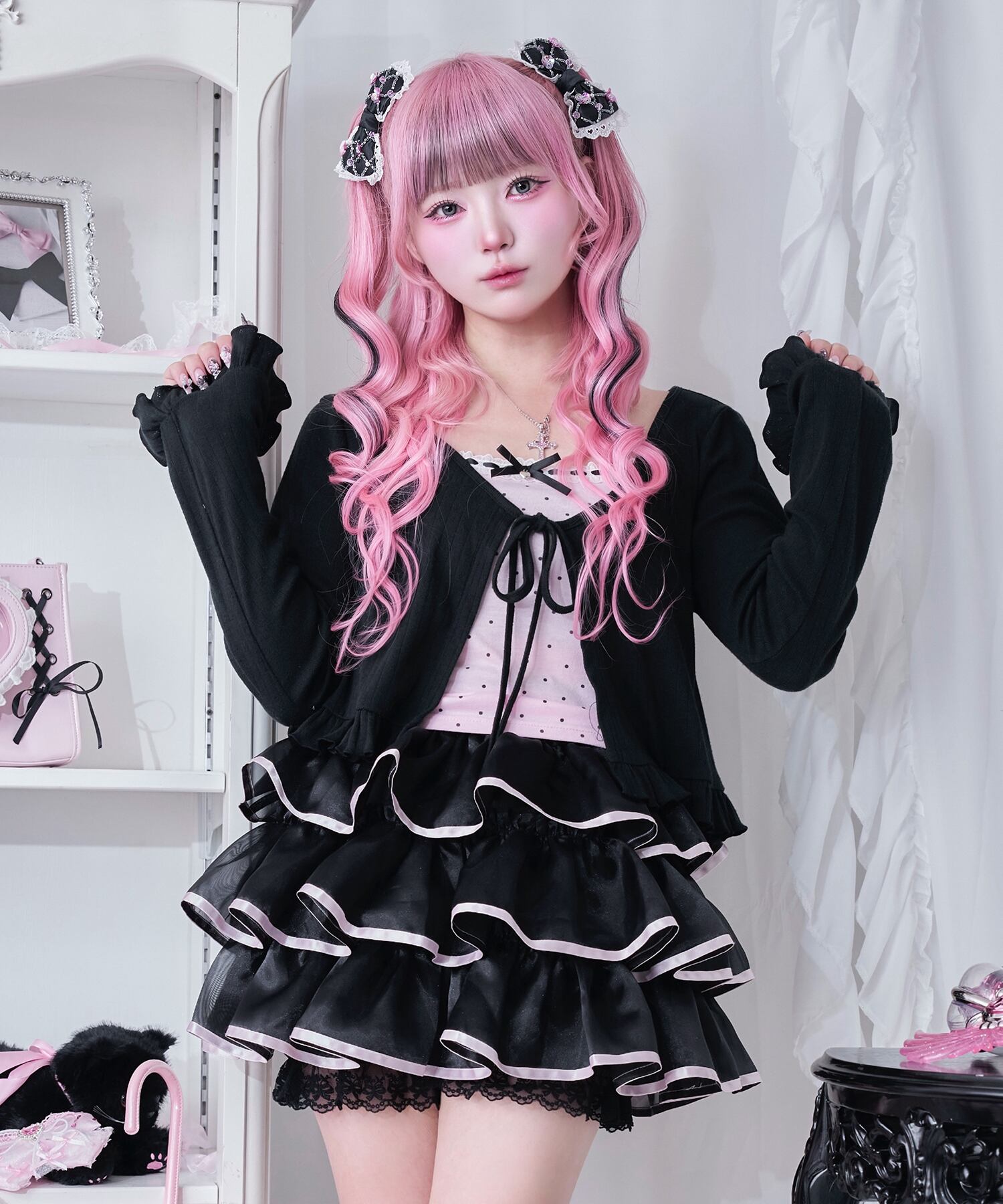 D&Gピンクリボン黒キャミソール ℳ𝒶𝑔𝒾𝒶 𝒞𝒽𝒶𝓇𝓂｜.⋆𝜗𝜚 いちばんかわいい自分になれる、魔法の