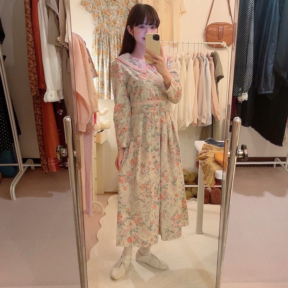 pink flower ribbon lace one-piece